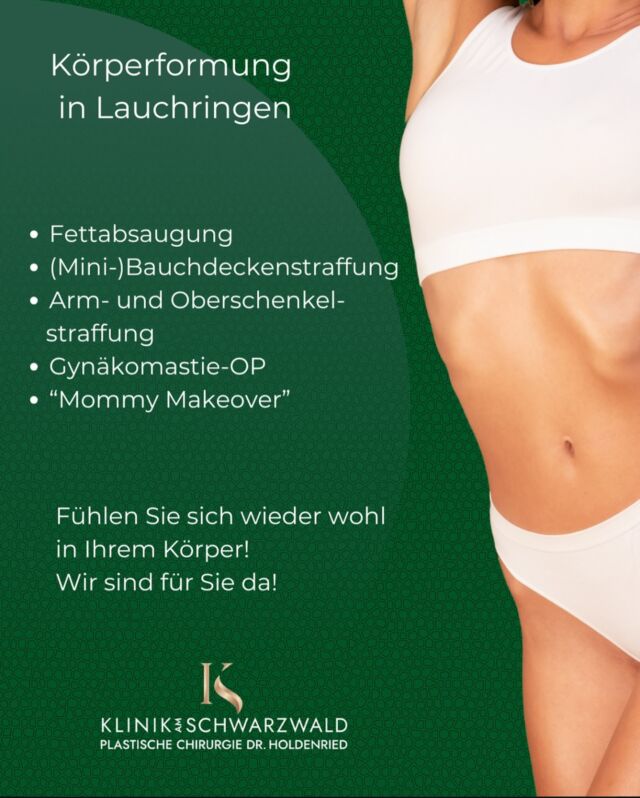 Ihr Traumkörper beginnt hier! ✨

Sie verdienen es, sich wohl, selbstbewusst und schon in Ihrer Haut zu fühlen! Doch manchmal reichen Sport und gesunde Ernährung allein nicht aus - und genau hier kommen wir ins Spiel.

Ob Fettabsaugung, Bauchdeckenstraffung oder Gynäkomastie-OP - in unserer Klinik unterstützen wir Sie dabei, Ihre Wunsch-Silhouette zu erreichen. Mit modernster Technik und höchster Präzision formen wir Ihre Konturen für natürliche, harmonische Ergebnisse.
Fühlen Sie sich wieder rundum wohl in Ihrem Körper!

✨Beste Qualität und höchste Sicherheit durch
Klinikstandard

☎️ +49 7741835 825
📧 info@klinik-schwarzwald.com

Klinik am Schwarzwald
Hauptstr. 31
79787 Lauchringen
www.klinik-schwarzwald.com

#drholdenried #plastischechirurgie #schönheitsklinik #beautydoc #Körperformung #Fettabsaugung
#Bauchdeckenstraffung #Gynäkomastie #BodyContouring
#SelbstbewusstSchön #IhrWohlfühlkörper #BeautyTransformation #mommymakeover